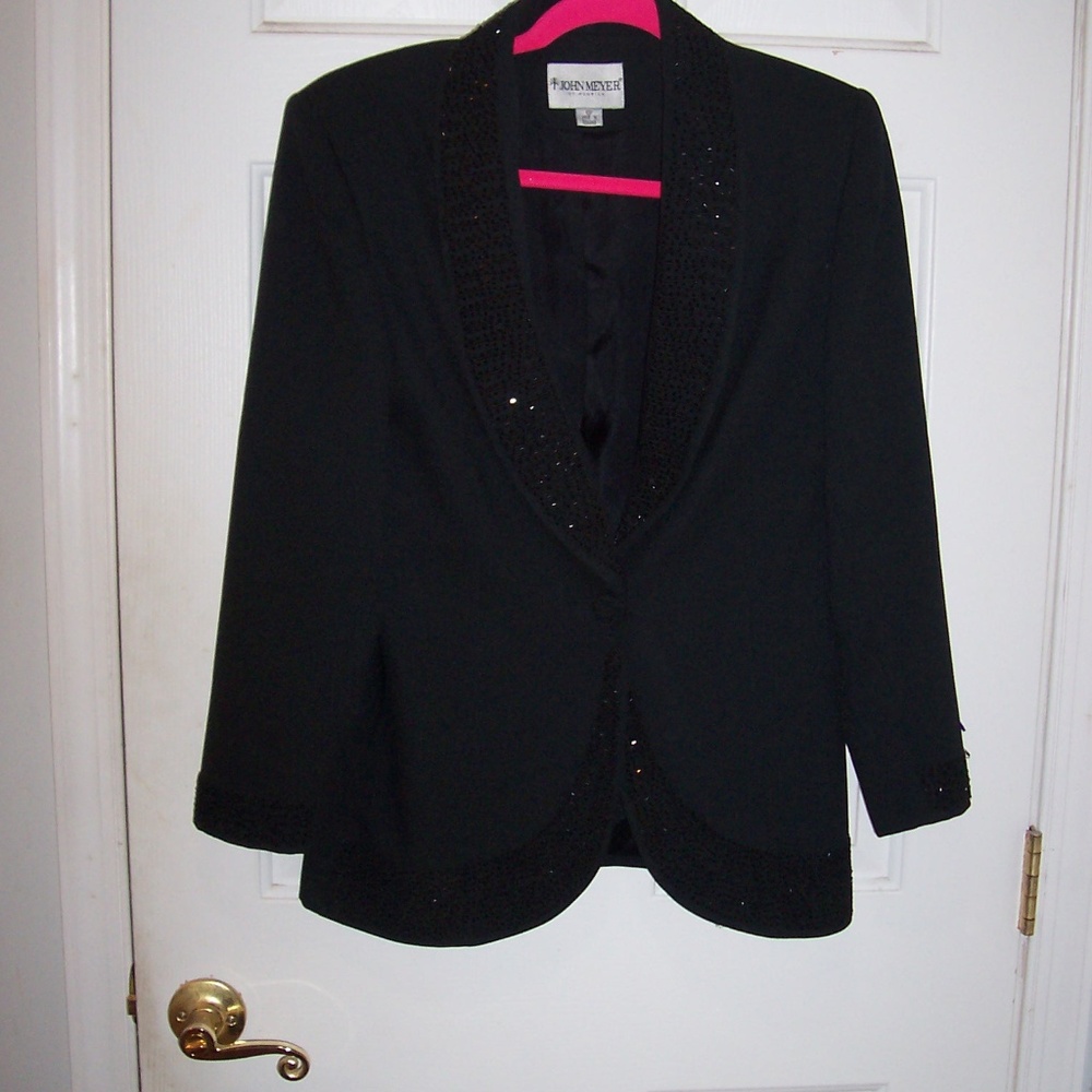 JOHN MAYER OF NORWICH BEADED LAPEL BLAZER 10P